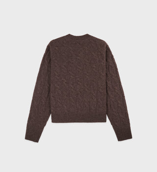 Faubourg Cableknit Cashmere Crewneck - Chocolate/Cream