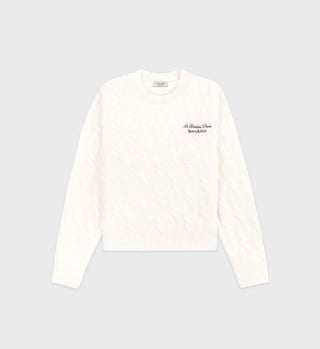 Faubourg Cableknit Cashmere Crewneck - Cream/Chocolate