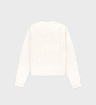 Faubourg Cableknit Wool Cashmere Crewneck - Cream/Chocolate