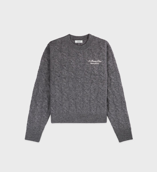 Faubourg Cableknit Wool Cashmere Crewneck - Heather Gray