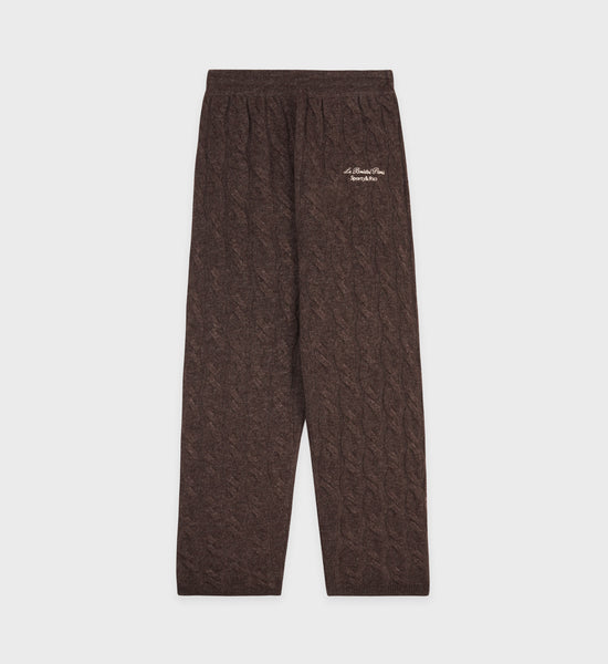 Faubourg Cableknit Wool Cashmere Pants - Chocolate/Cream