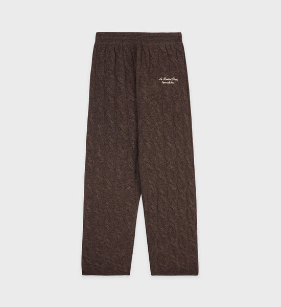 Faubourg Cableknit Cashmere Pants - Chocolate/Cream