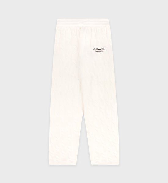 Faubourg Cableknit Wool Cashmere Pants - Cream/White