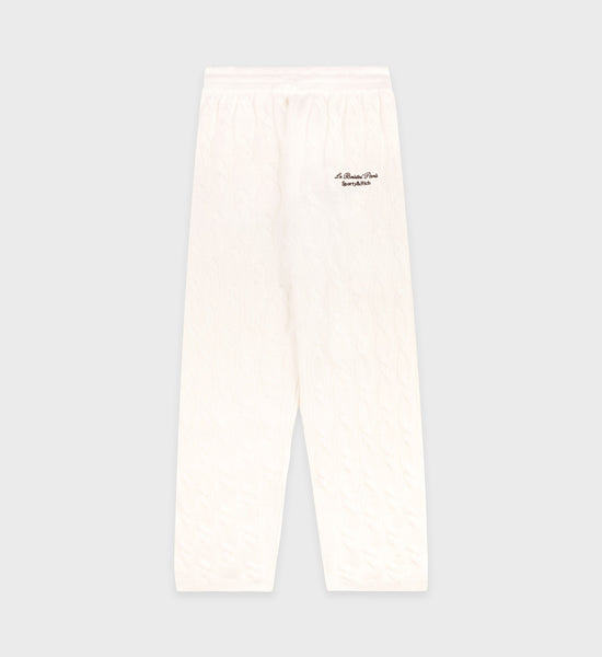 Faubourg Cableknit Wool Cashmere Pants - Cream/White