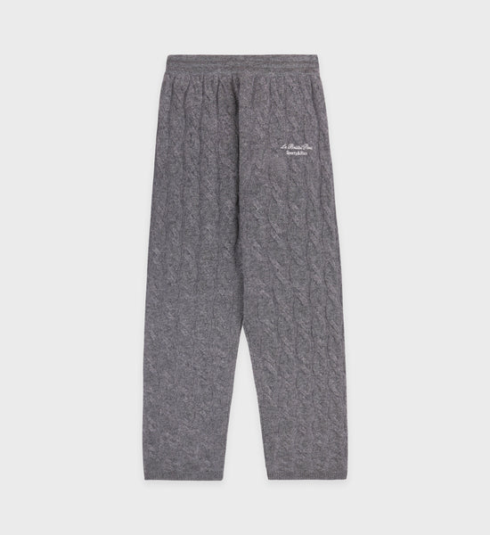 Faubourg Cableknit Cashmere Pants - Dark Gray/White