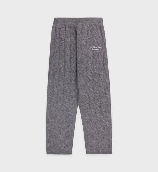 Faubourg Cableknit Wool Cashmere Pants - Dark Gray/White