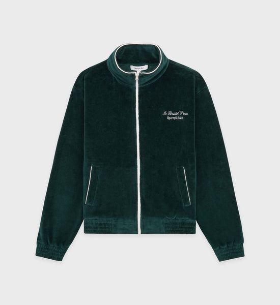 Faubourg Velour Track Jacket - Forest Green/Cream – Sporty & Rich