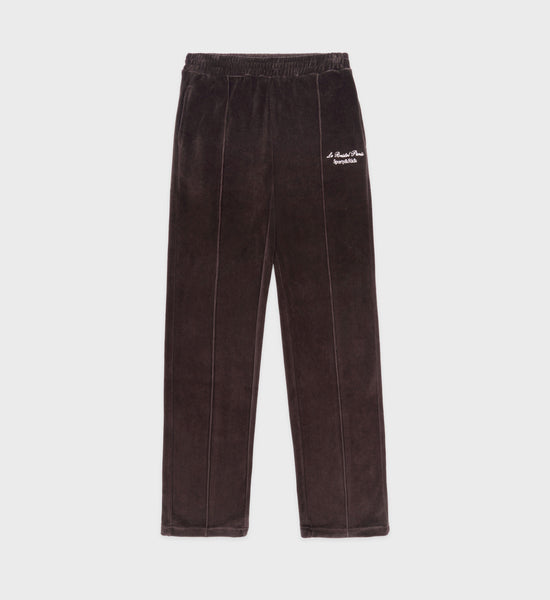 Faubourg Velour Track Pant - Chocolate/Cream