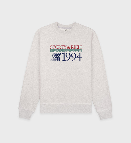 Finish Line Crewneck - Heather Gray/Multi – Sporty & Rich Finish Line Crewneck - Heather Gray/Multi – Sporty & Rich