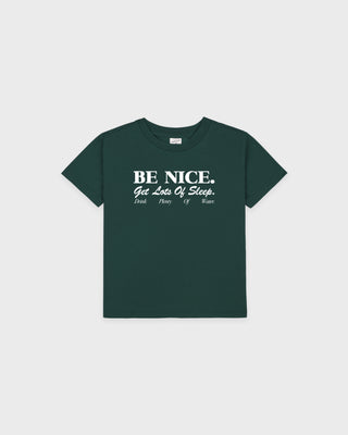 Be Nice Kids T-Shirt - Forest/White