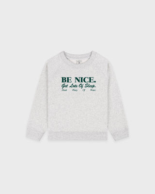 Be Nice Kids Crewneck - Heather Gray/Forest