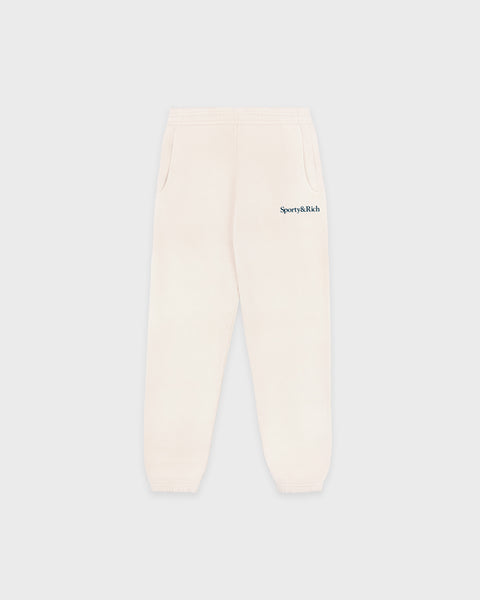 Serif Logo Kids Sweatpant - Cream/Navy