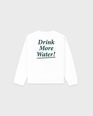 Drink More Water Kids Crewneck - White/Forest