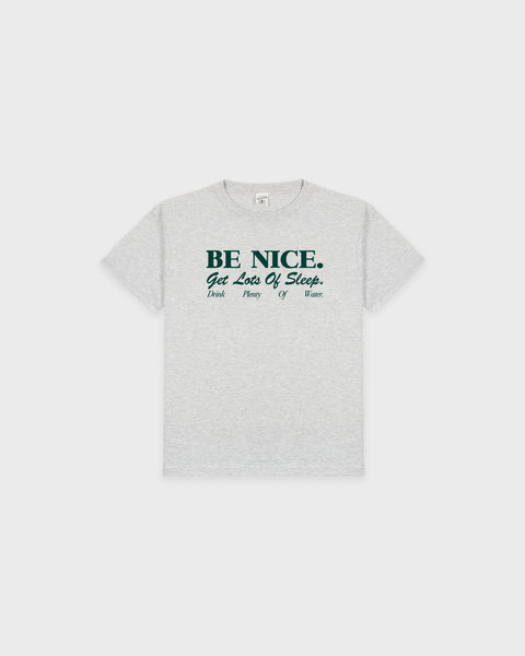 Be Nice Kids T-Shirt - Heather Gray/Forest