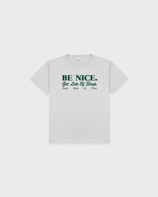 Be Nice Kids T-Shirt - Heather Gray/Forest