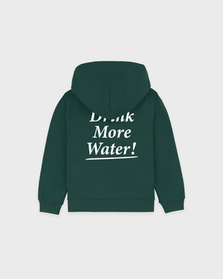 Drink More Water Kids Hoodie - Forest/White