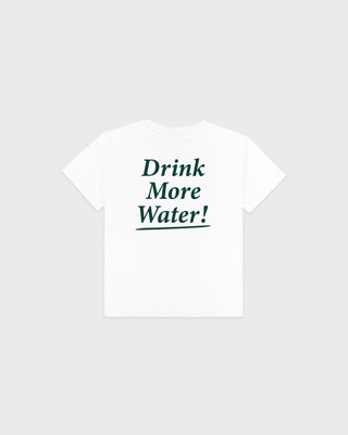 Drink More Water Kids T-Shirt - White/Forest