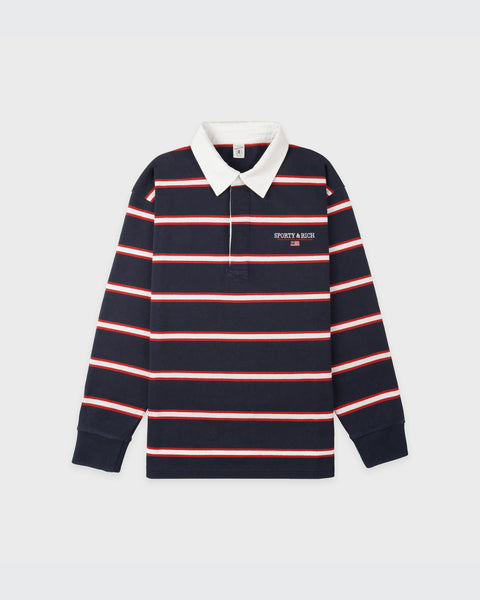 S&R Nautical Rugby Polo Men - Navy/White/Ruby