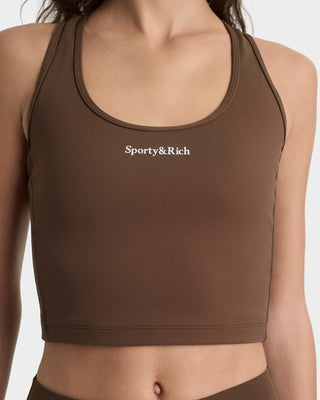 Serif Logo Sports Tank - Toffee/White