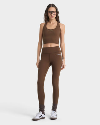 Serif Logo Legging - Toffee/White