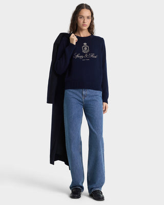Vendome Knitted Sweater - Navy/Ecru