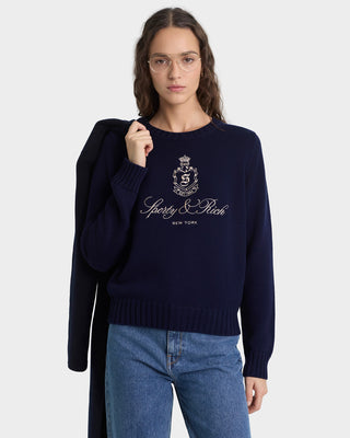 Vendome Knitted Sweater - Navy/Ecru