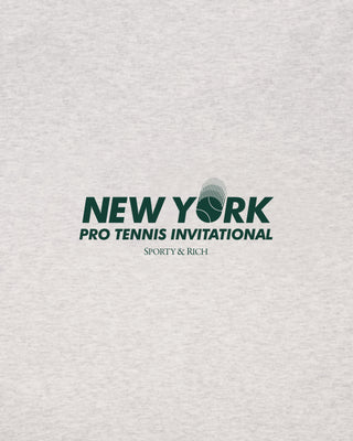 Text 'New York Pro Tennis Invitational' on a textured gray background
