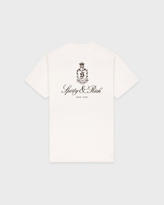 White envelope with a black logo and text on a white background