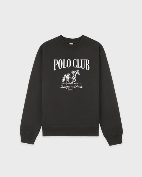 Stallion Crewneck - Faded Black/White