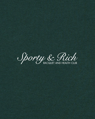 Dark green background with 'Sporty & Rich' logo in white text