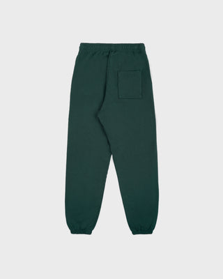 Green sweatpants on a light gray background