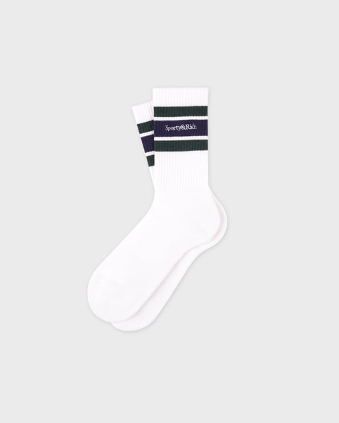 Serif Logo Socks - White/Forest/Navy