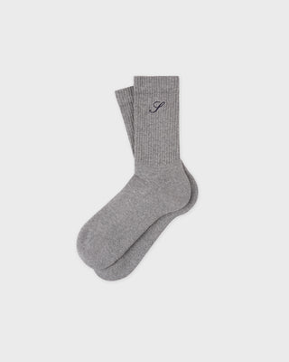 S Logo Wide Rib Cotton Socks - Heather Gray
