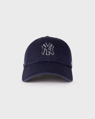Yankees Serif Outline Hat - Navy/White