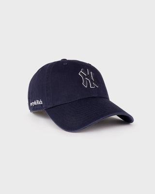 Yankees Serif Outline Hat - Navy/White