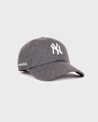 Yankees Serif Wool Hat - Dark Grey/White