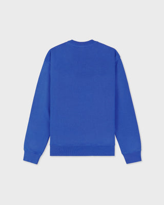 Blue sweatshirt on a light gray background