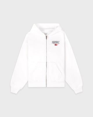 Nautical Embroidered Zip Hoodie - White