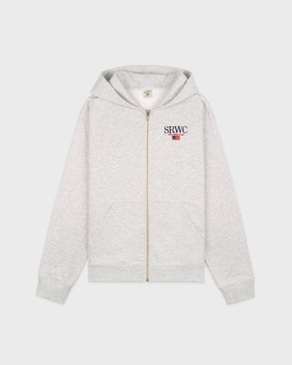 Nautical Embroidered Zip Hoodie - Heather Gray/Navy