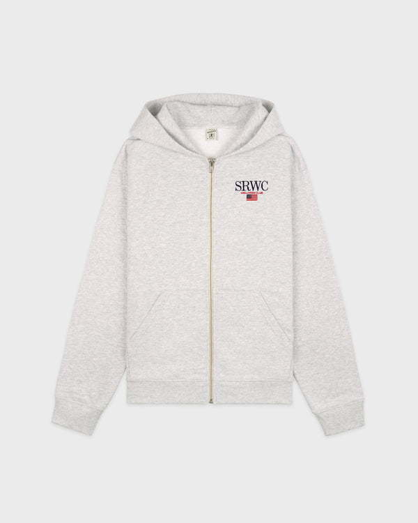 Nautical Embroidered Zip Hoodie - Heather Gray/Navy