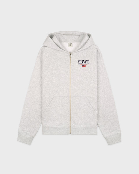 Nautical Embroidered Zip Hoodie - Heather Gray/Navy