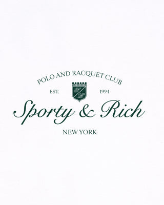Logo of Sporty & Rich Polo and Racquet Club on a white background