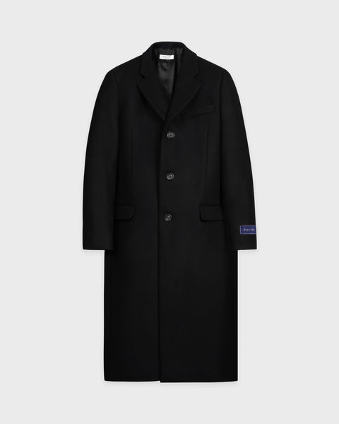 Signature Logo Structured Wool Coat - Black