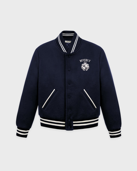 BH Crest Wool Varsity Jacket - Navy/White