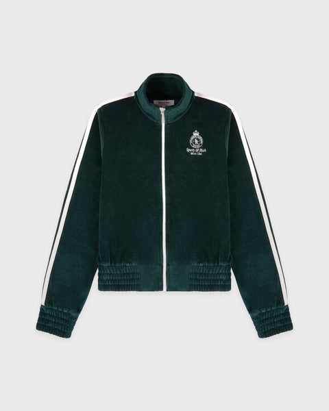Crown Tennis Elio Velour Track Jacket - Forest/Ecru