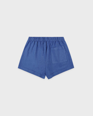 Blue shorts on a light gray background