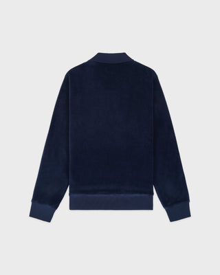 Navy blue sweatshirt on a light gray background