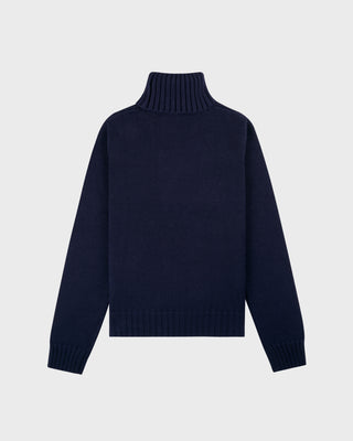 Horse Knitted Turtleneck - Navy/Ecru