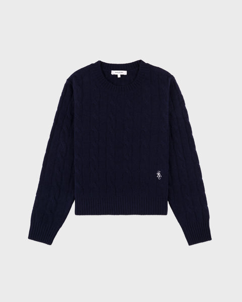 SRC Cableknit Cashmere Sweater - Navy