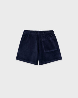 Navy blue shorts on a light gray background